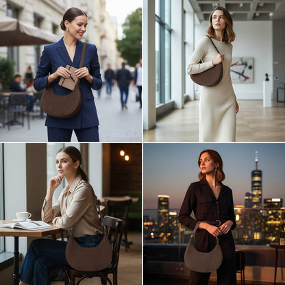 Women's Suede Hobo Bag with Adjustable Strap