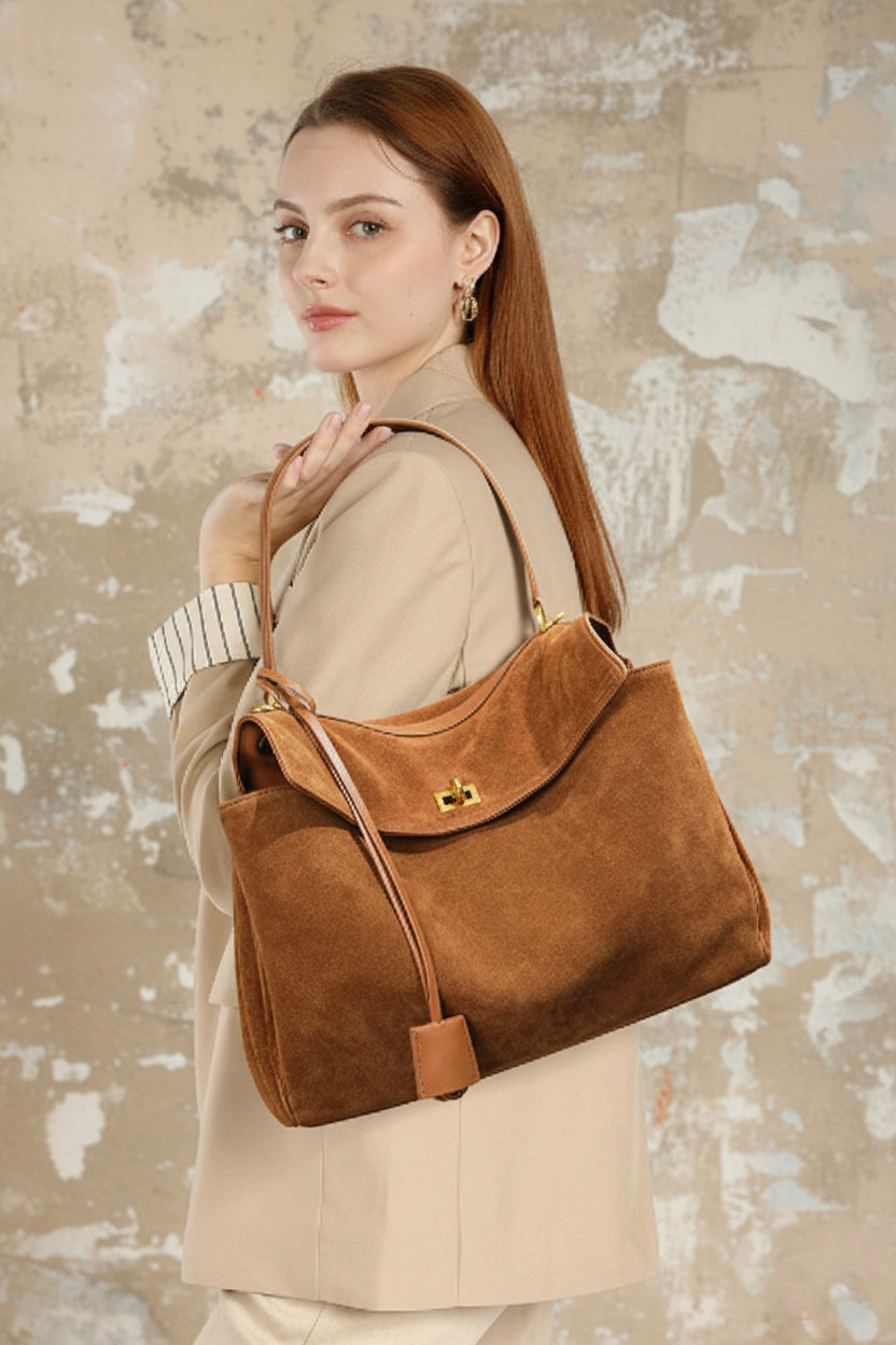 Suede Leather Tote Bag for Women