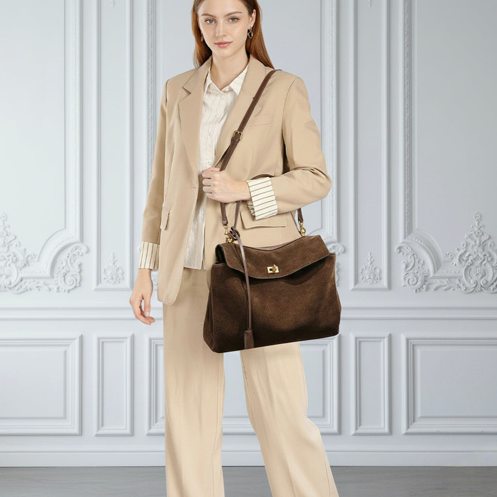 Suede Leather Tote Bag for Women