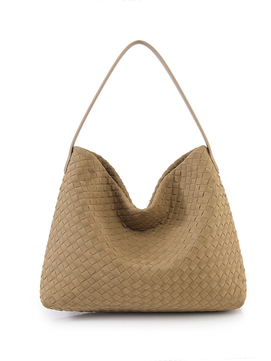 Women's Woven Tote Bag Suede Shoulder Bag