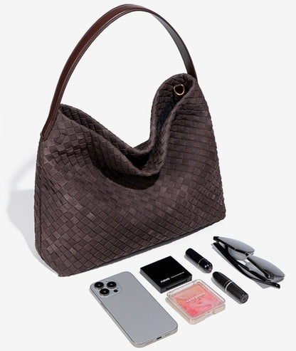Women's Woven Tote Bag Suede Shoulder Bag