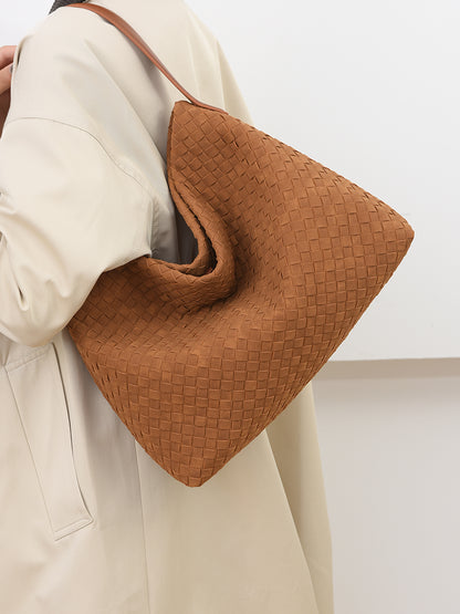 Women's Woven Tote Bag Suede Shoulder Bag
