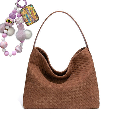 Women's Woven Tote Bag Suede Shoulder Bag