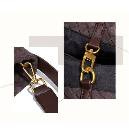 Women's Woven Tote Bag Suede Shoulder Bag