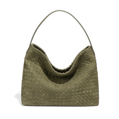 Women's Woven Tote Bag Suede Shoulder Bag