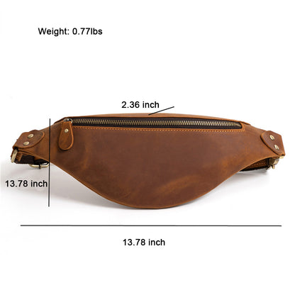 Top Grain Genuine Leather Waist Pack for Man & Women