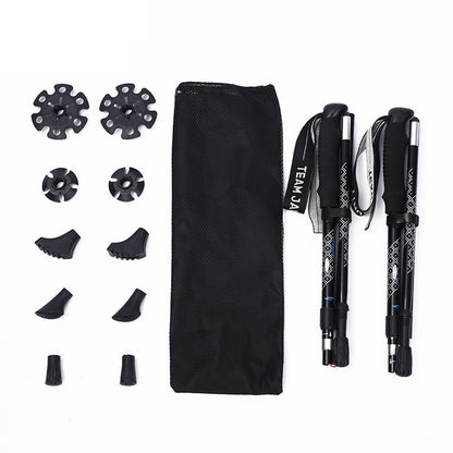 Ultralight 5-Section Aluminum Folding Trekking Poles with Shock Absorption