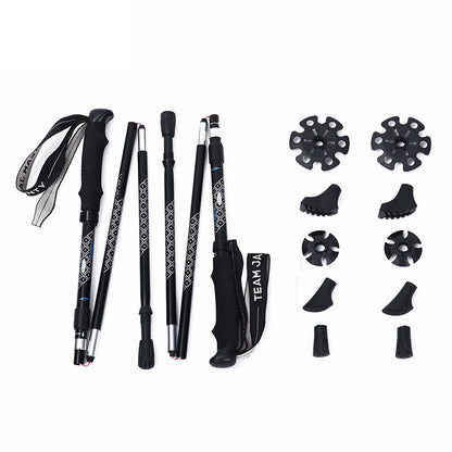Ultralight 5-Section Aluminum Folding Trekking Poles with Shock Absorption