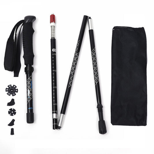 Ultralight 5-Section Aluminum Folding Trekking Poles with Shock Absorption