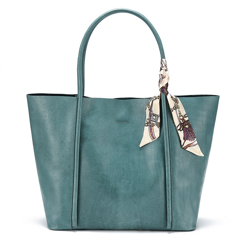 Vegetable Tanned Leather Tote Bag with Inner Pocket