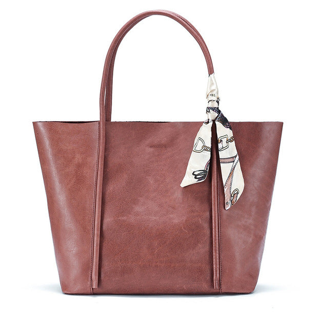 Vegetable Tanned Leather Tote Bag with Inner Pocket