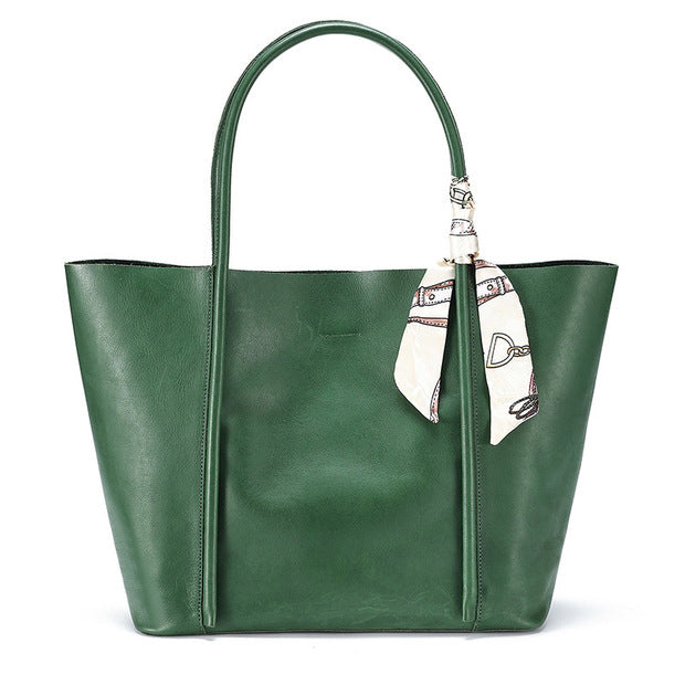 Vegetable Tanned Leather Tote Bag with Inner Pocket