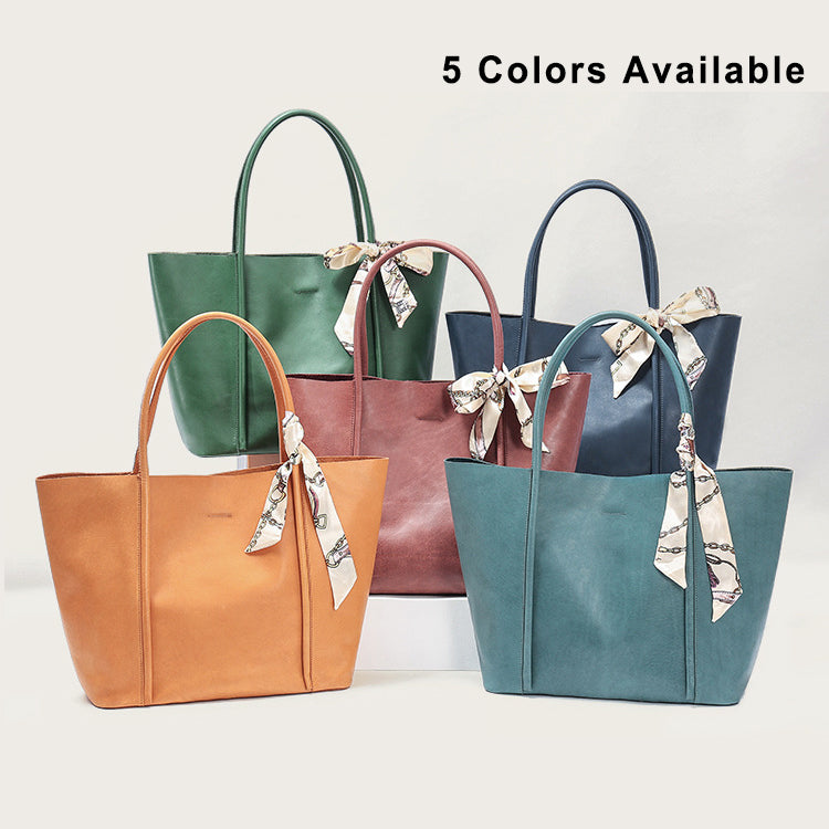 Vegetable Tanned Leather Tote Bag with Inner Pocket