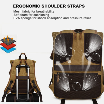 Vintage Leather & Waxed Canvas Camera Backpack