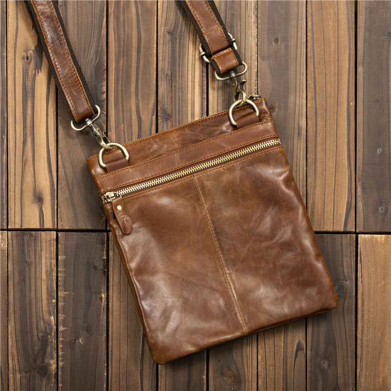 Vintage Waxed Leather Sling Bag