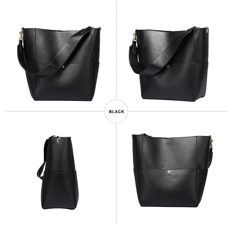 Women's Leather Bucket Tote Bag