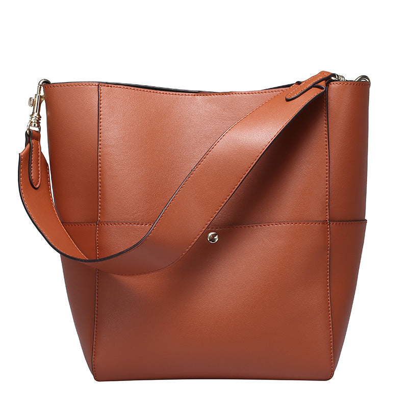 Women's Leather Bucket Tote Bag