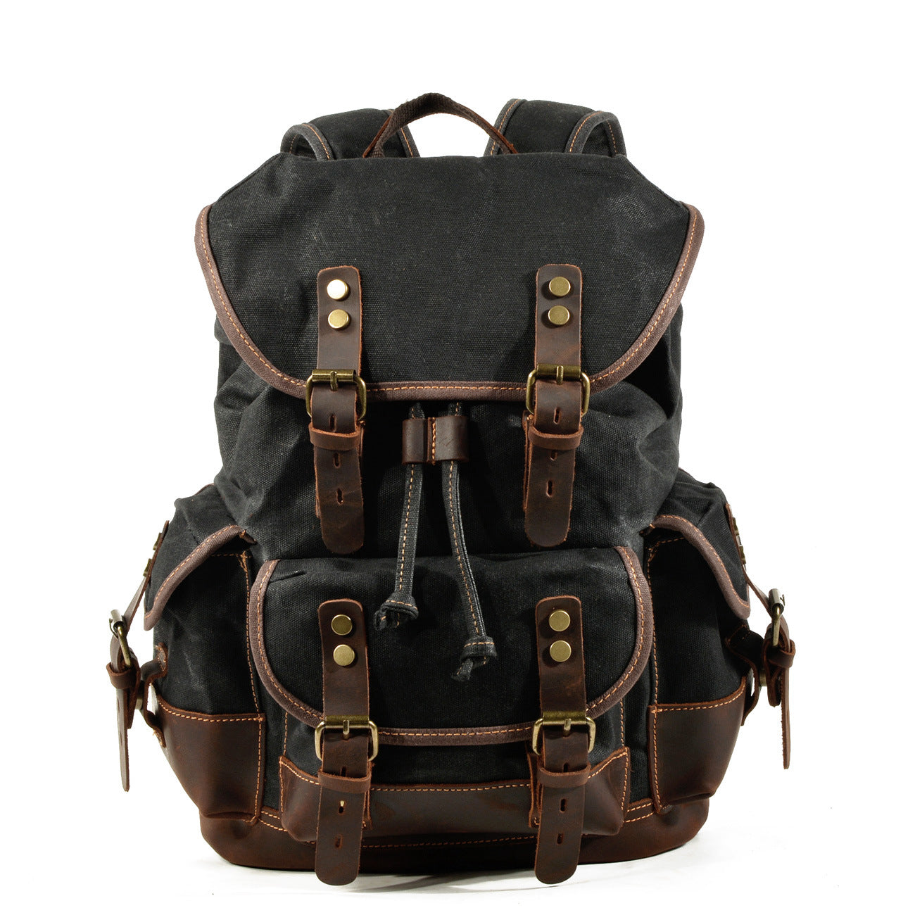 Genuine Leather-Waxed Canvas Travel Backpack