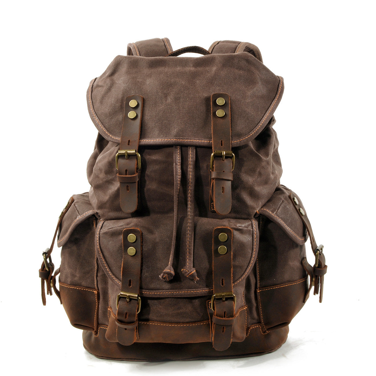 Genuine Leather-Waxed Canvas Travel Backpack