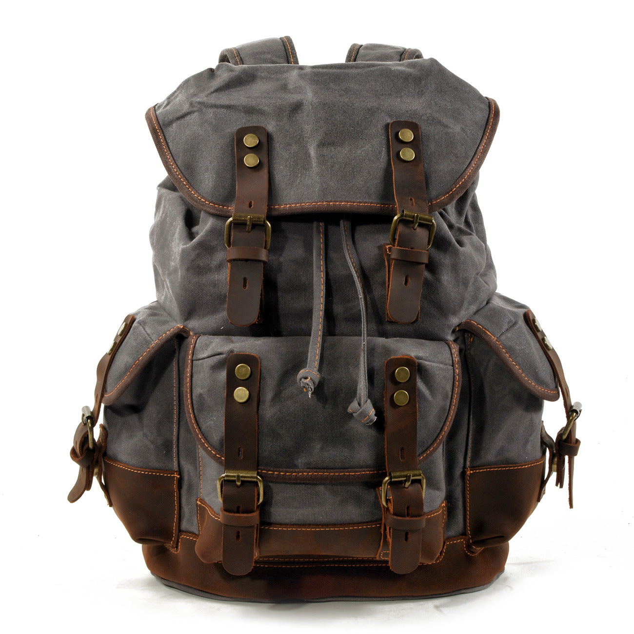 Genuine Leather-Waxed Canvas Travel Backpack