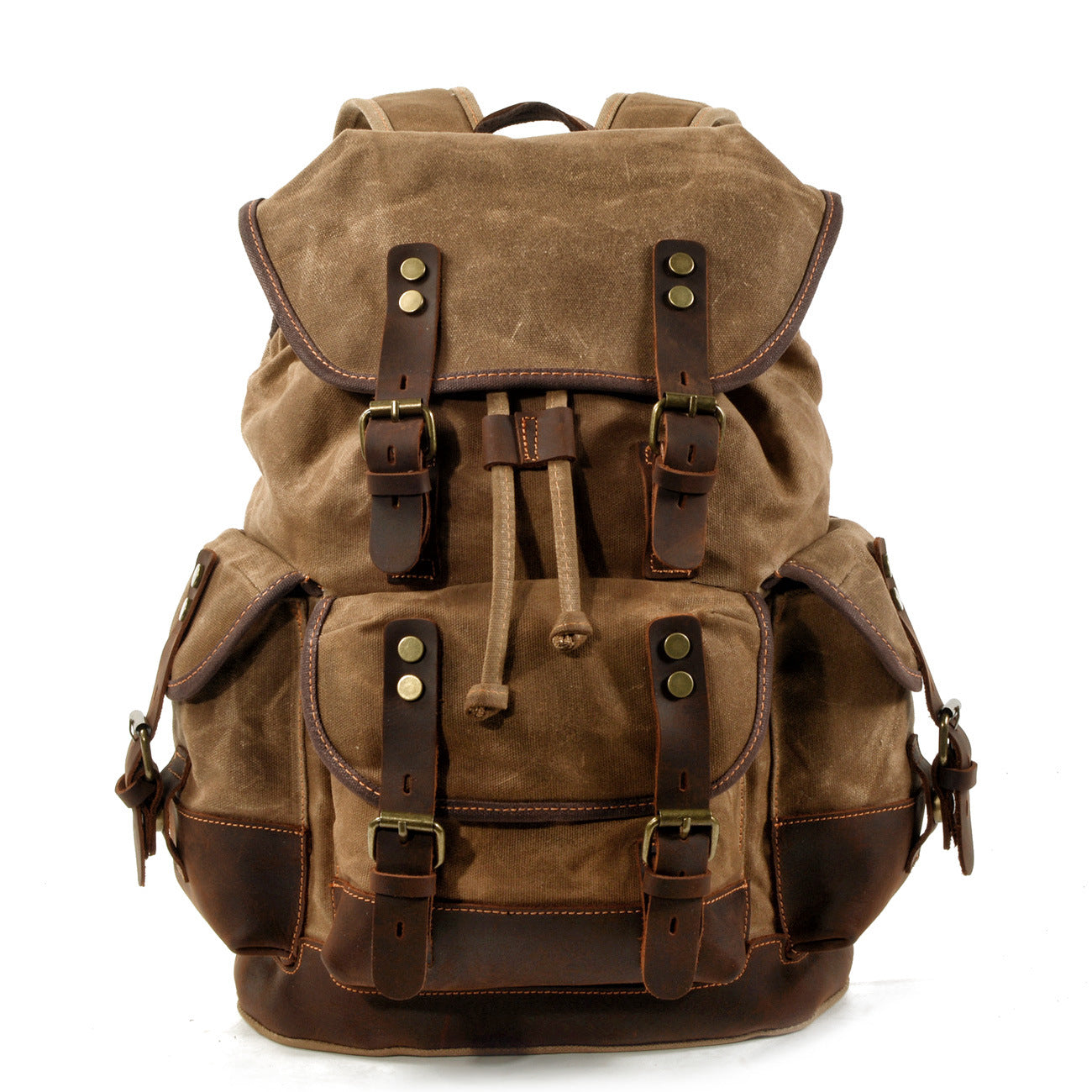 Genuine Leather-Waxed Canvas Travel Backpack