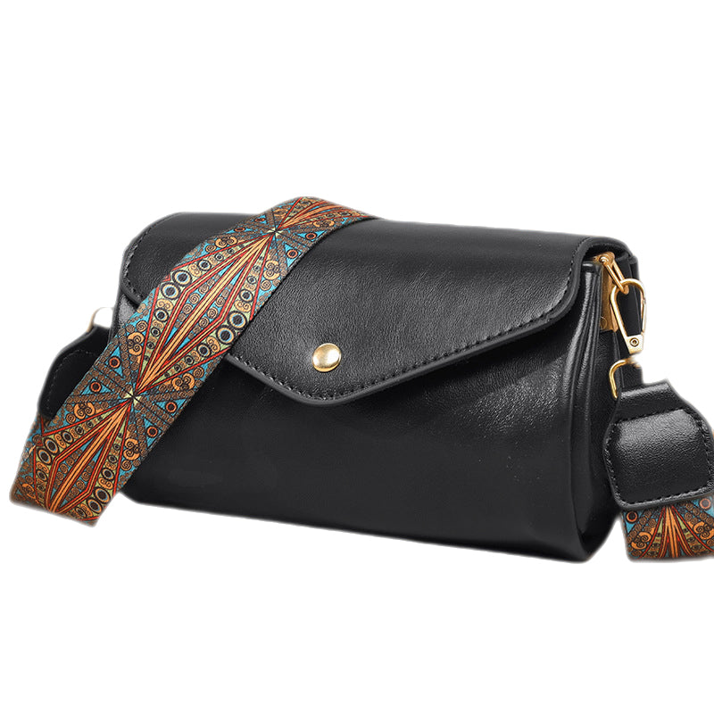 Genuine Leather Wide Strap Shoulder Bag