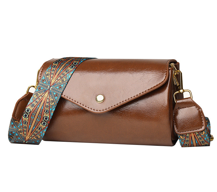 Genuine Leather Wide Strap Shoulder Bag