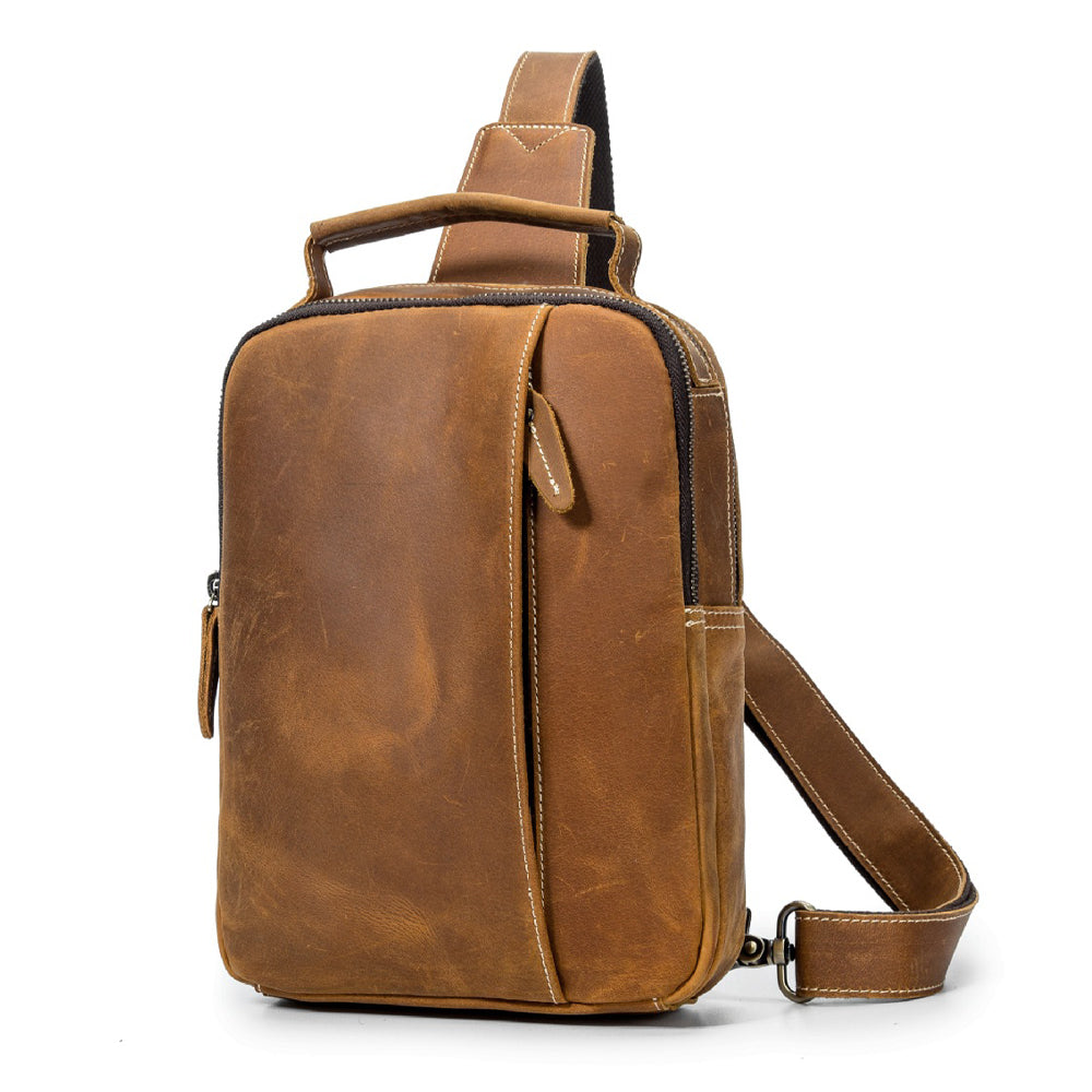 Brown Leather Crossbody Sling Bag