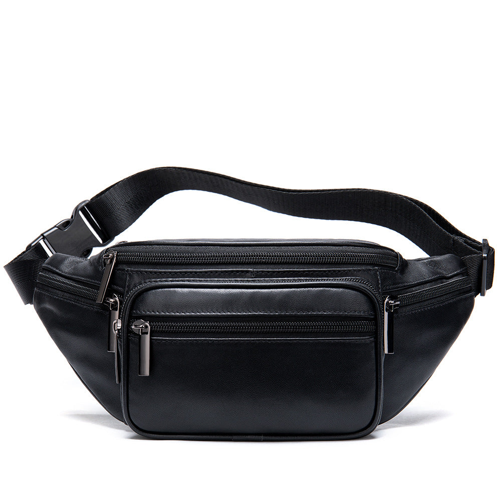 Black Leather Fanny Pack Belt Bag