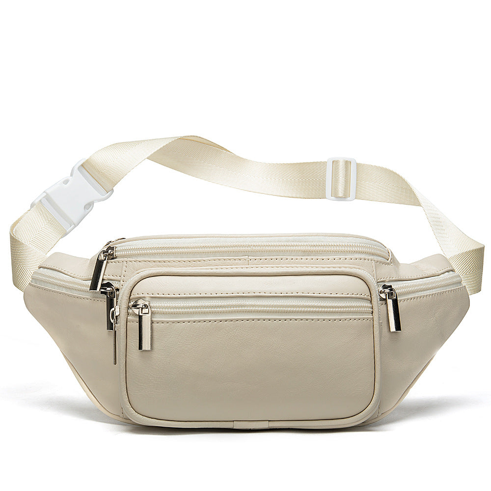 Leather Fanny Pack Belt Bag White