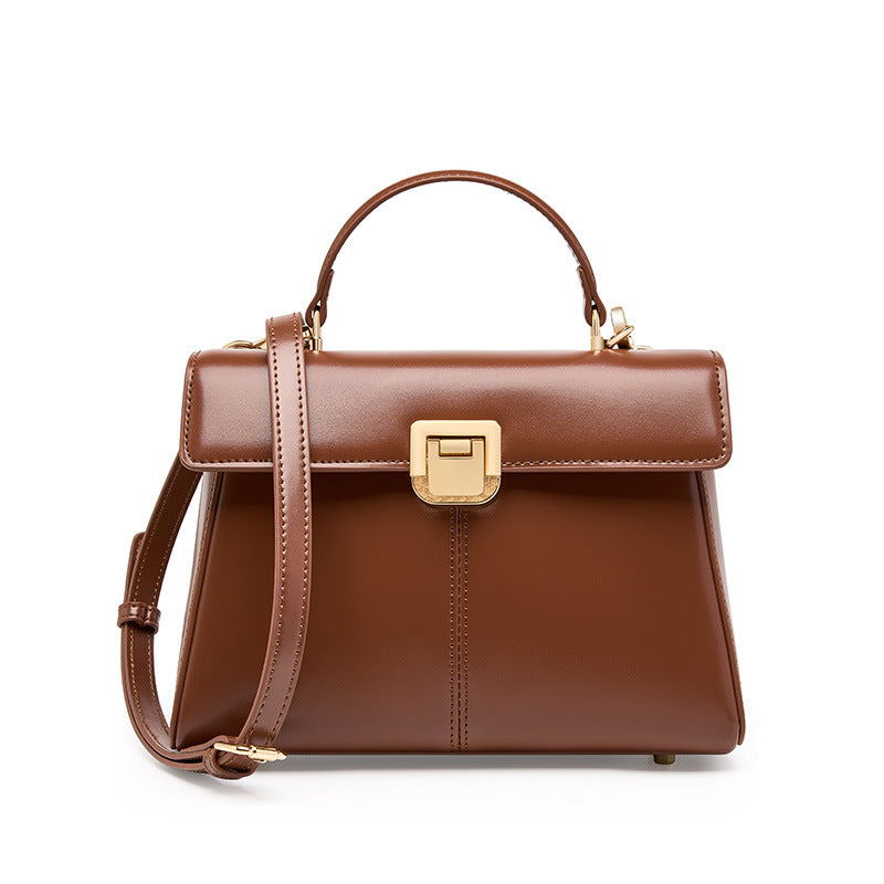 Women's Leather Satchel Bag - Brown